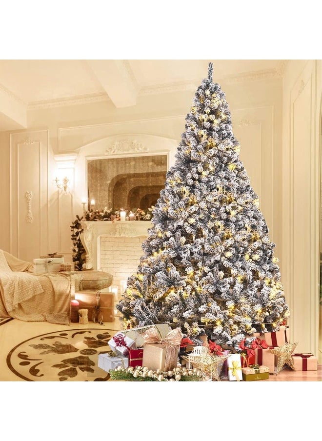 6.9 Feet Premium Snow Flocked Artificial Holiday Christmas Tree Metal Hinges And Foldable Base For Home And Office