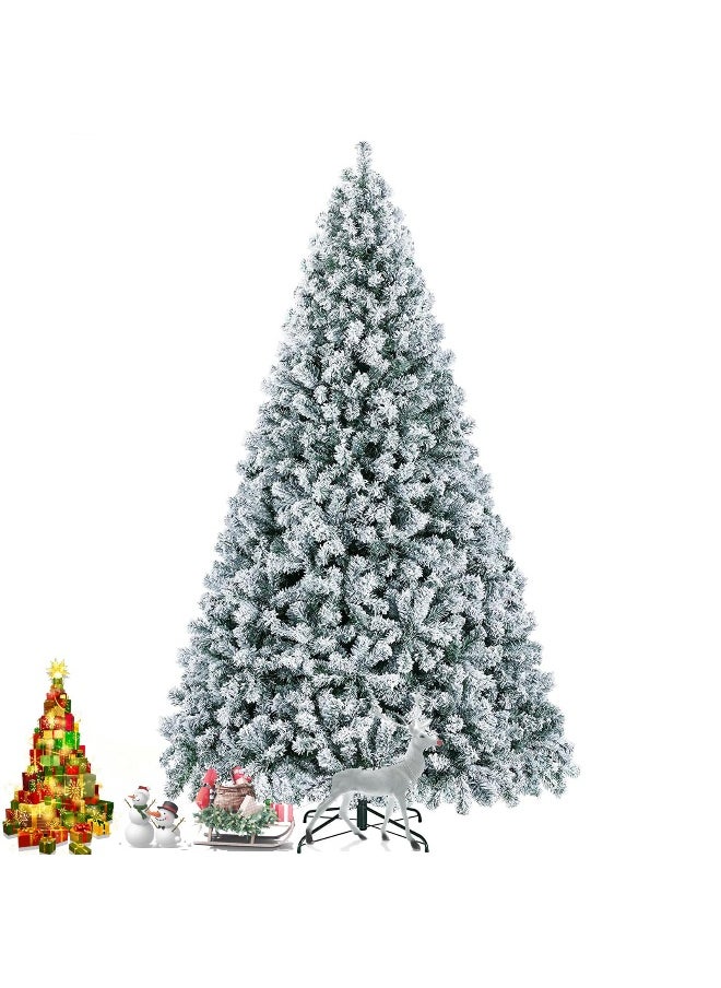 6.9 Feet Premium Snow Flocked Artificial Holiday Christmas Tree Metal Hinges And Foldable Base For Home And Office