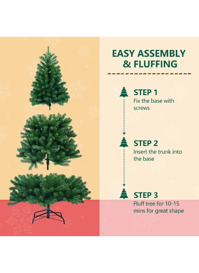 7 Feet Artificial Holiday Christmas Tree With 1200 Branch Tips 210Cm Ideal For Home Office And Xmas Party Decoration Includes Metal Foldable Stand