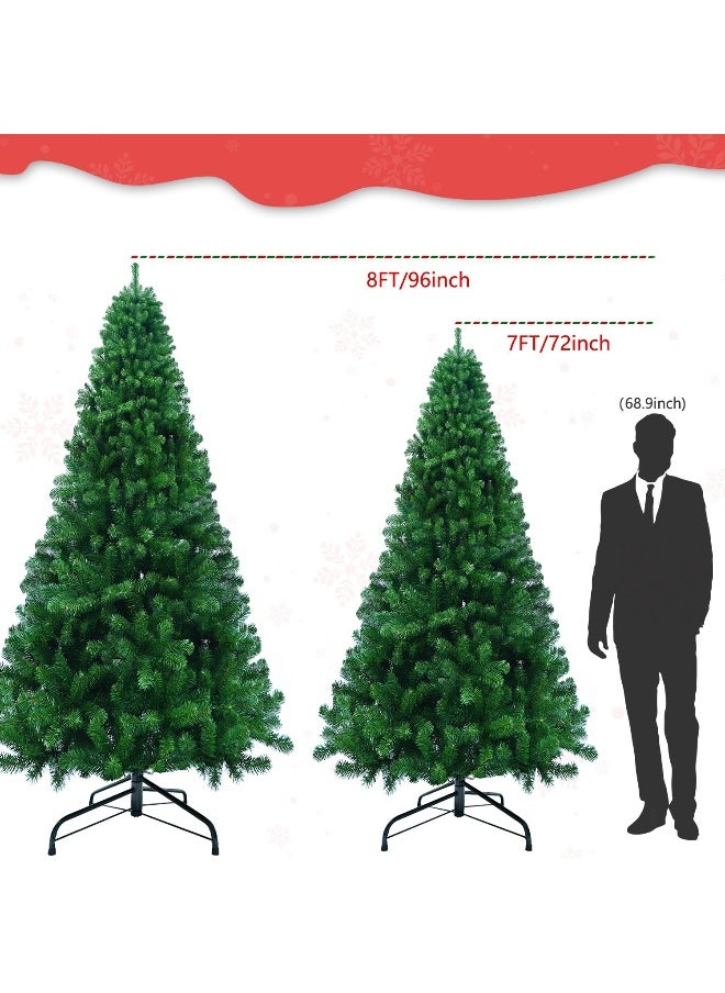 7 Feet Artificial Holiday Christmas Tree With 1200 Branch Tips 210Cm Ideal For Home Office And Xmas Party Decoration Includes Metal Foldable Stand