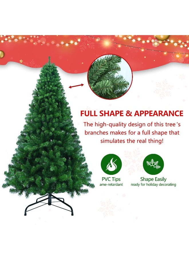 7 Feet Artificial Holiday Christmas Tree With 1200 Branch Tips 210Cm Ideal For Home Office And Xmas Party Decoration Includes Metal Foldable Stand