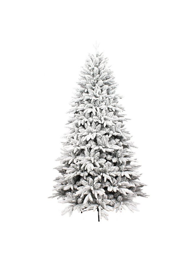 A 7 Feet Snowy Flocked Spruce Christmas Tree For Home And Office With 1100 Branches Easy Assembly And Metal Stand