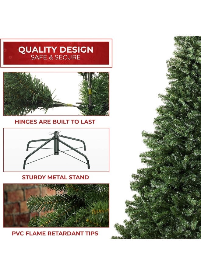 Christmas Tree 8 Feet Artificial Pine Needles Christmas Trees 240Cm With 1500 Full Branches Tips For Home And Office Easy Assembly Metal Stand 8 Feet 240Cm