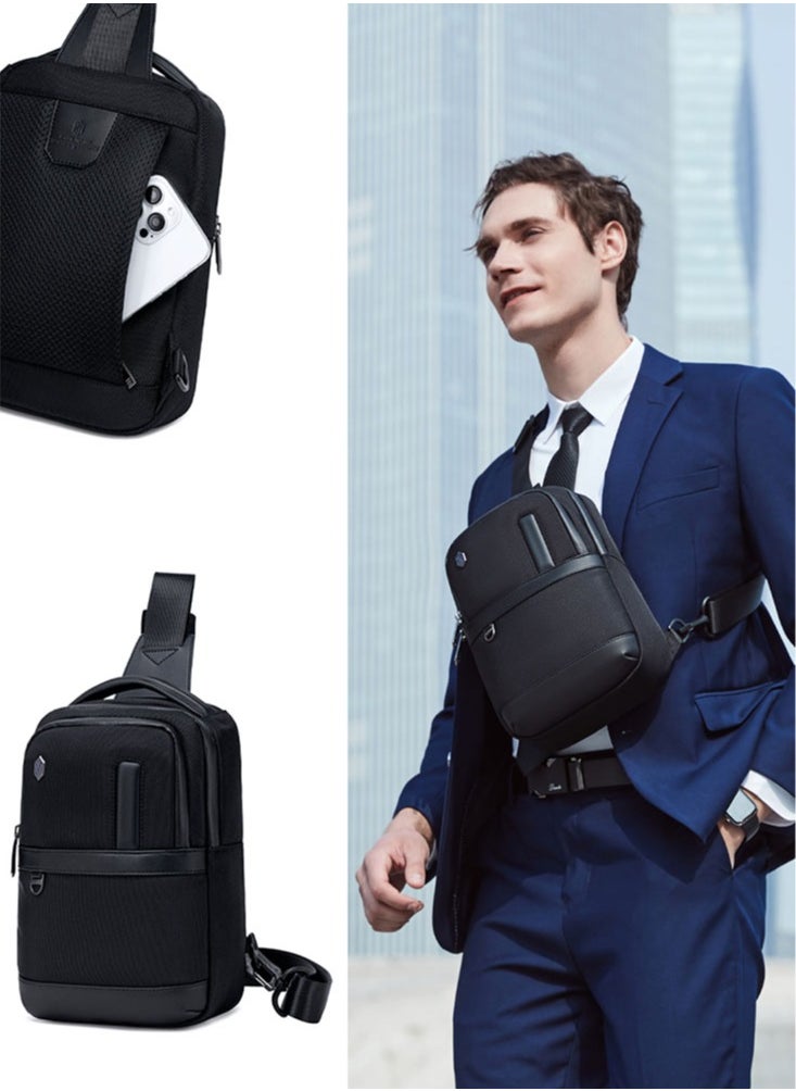 Casual Shoulder Bag, Business Chest Sling Bag with Tablet Compartment for Men