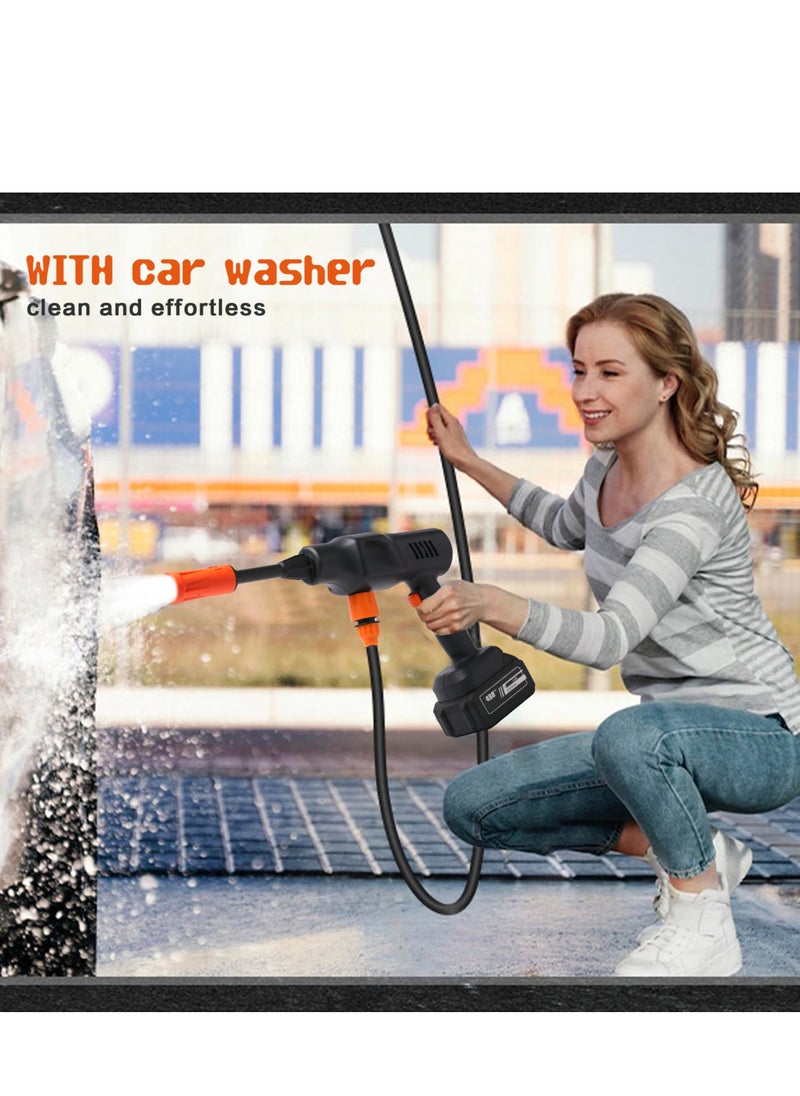 36Bar Cordless Pressure Washer Gun, 6-12 Meters Range Portable Car Washer Cleaner with 10pcs Rechargeable 21V 2.0Ah Batteries, Adjustable Modes with 0-180° NozzleCars Washing Gun/Fences/Patios/Boats