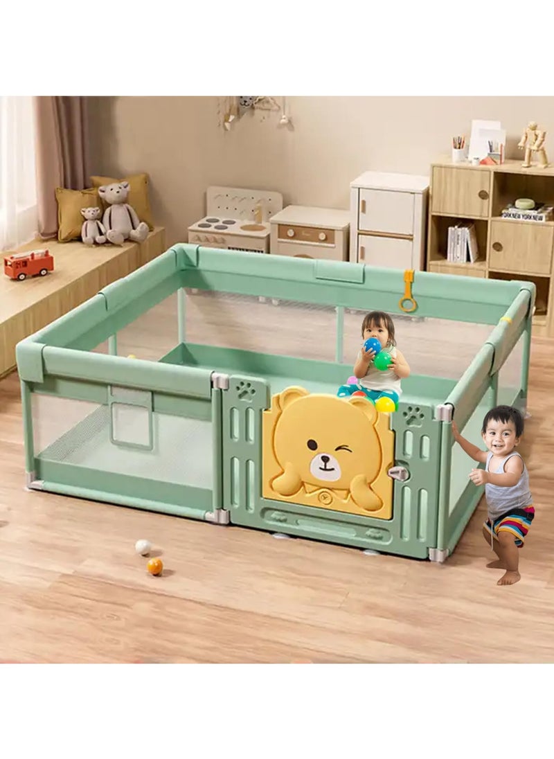 Baby Playpen,150 * 180 * 65cm Playpen for Babies and Toddlers Baby Fence Baby Play Yards for Indoor & Outdoor with Breathable Mesh Anti-Fall Playpen