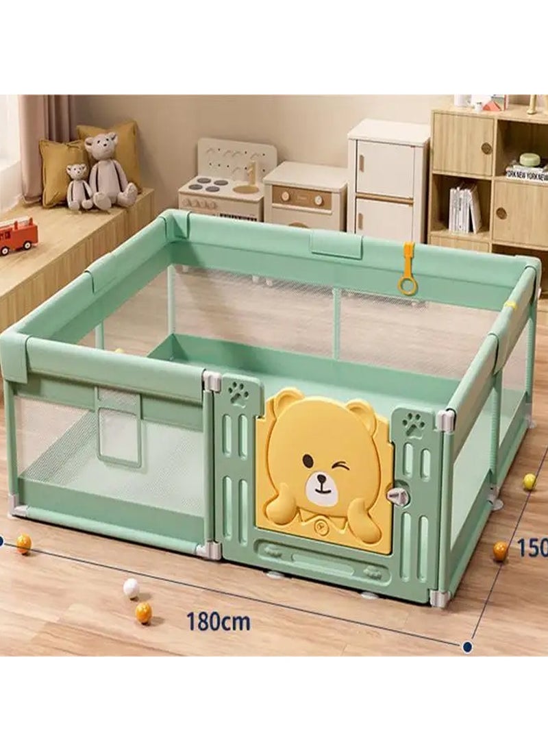 Kids Playpen with New Safe Gate Design,Baby Play Mat,60 Ocean Balls,Firm Suction Cups and Structure,Indoor Play Game Fence 150*180cm