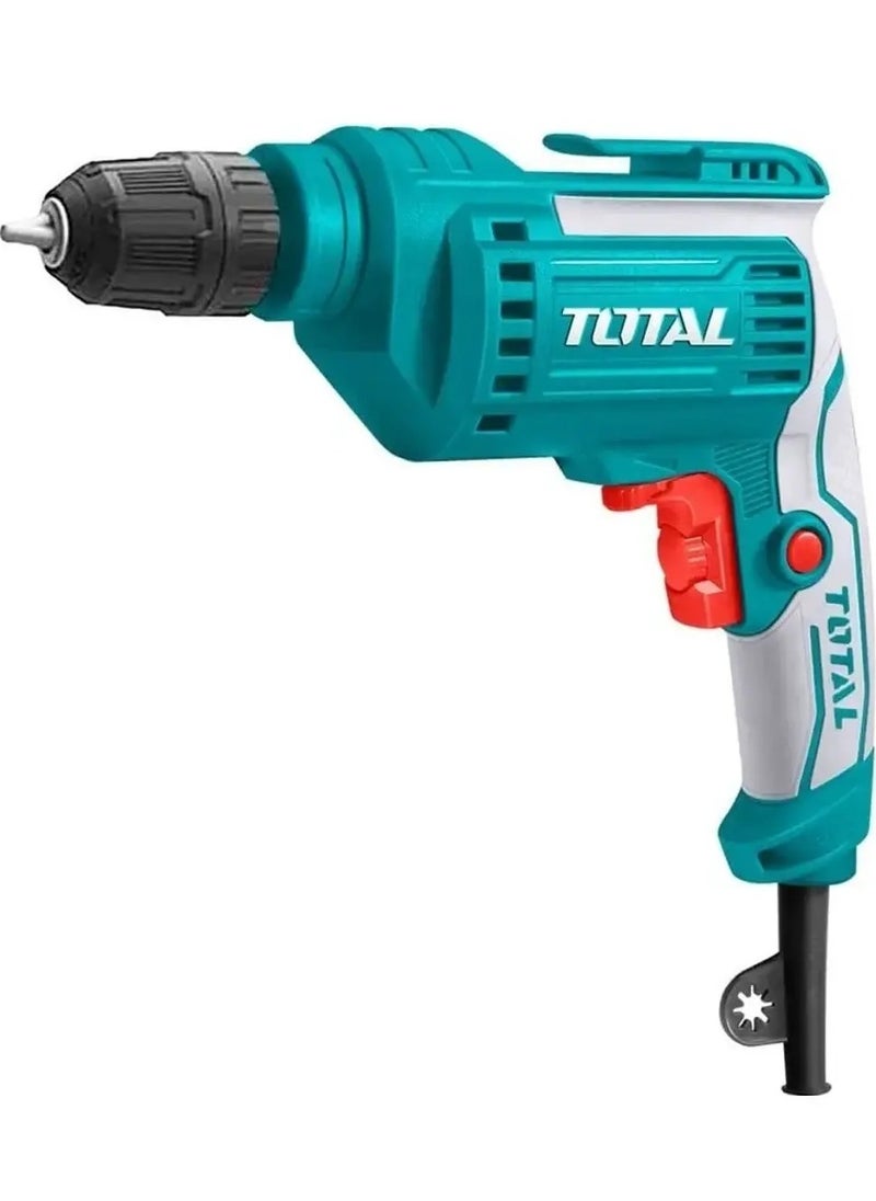 Total Electrical Drill 500W, 10mm Keyless Chuck, 0-3300rpm Variable Speed, Forward/Reverse Switch, Includes Extra Carbon Brushes – TD2051026-2, Ideal for Drilling Wood, Metal & Plastic