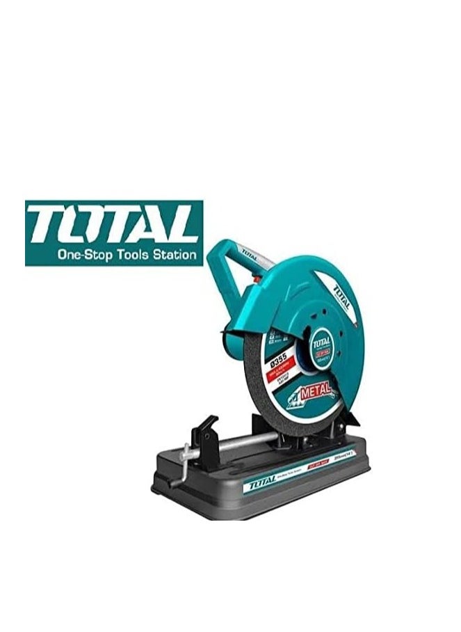 Total Cut Off Saw 2350W, 355mm Blade, Adjustable Cutting Depth & Bevel, 3800rpm, 220-240V, Includes Extra Carbon Brushes & Wrench – TS92035526, Ideal for Metal Cutting