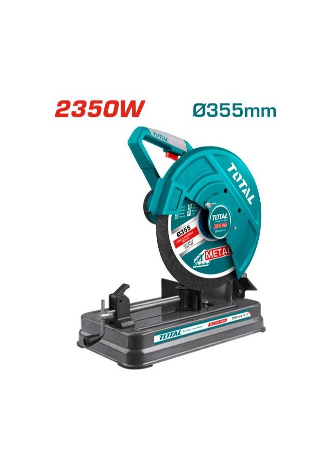 Total Cut Off Saw 2350W, 355mm Blade, Adjustable Cutting Depth & Bevel, 3800rpm, 220-240V, Includes Extra Carbon Brushes & Wrench – TS92035526, Ideal for Metal Cutting