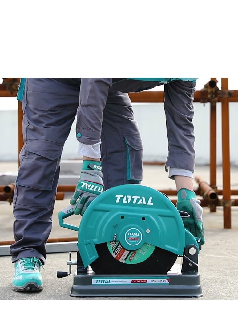 Total Cut Off Saw 2350W, 355mm Blade, Adjustable Cutting Depth & Bevel, 3800rpm, 220-240V, Includes Extra Carbon Brushes & Wrench – TS92035526, Ideal for Metal Cutting