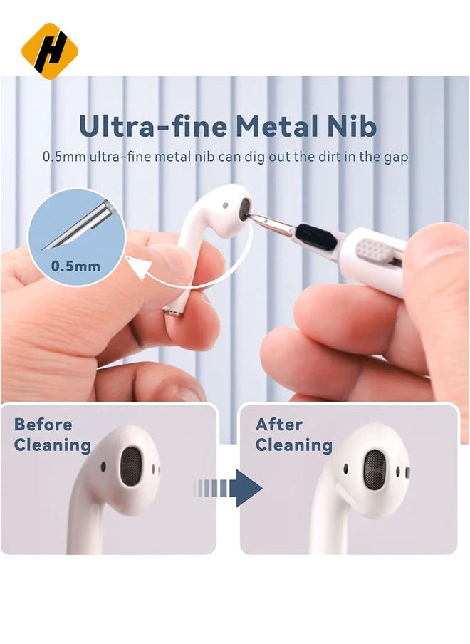 Cleaner Kit for Airpods Pro 1 2 Multi-Function Cleaning Pen Soft Brush for Bluetooth Earphones Case, Wireless Earphones, Wireless Earbuds Cleaning Tools for Huawei Samsung MI Earbuds-White