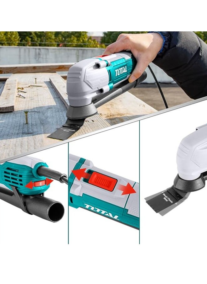 Total Multi-Function Tool 300W with Variable Speed (10000-20000rpm), Includes Scraper Blade, Cutting Blade, Saw Blade, Sand Pad & Sandpapers – TS3006 for Sanding, Cutting & Scraping