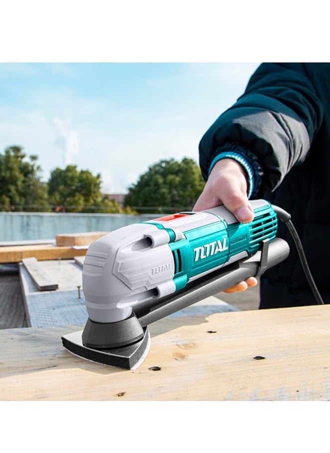 Total Multi-Function Tool 300W with Variable Speed (10000-20000rpm), Includes Scraper Blade, Cutting Blade, Saw Blade, Sand Pad & Sandpapers – TS3006 for Sanding, Cutting & Scraping