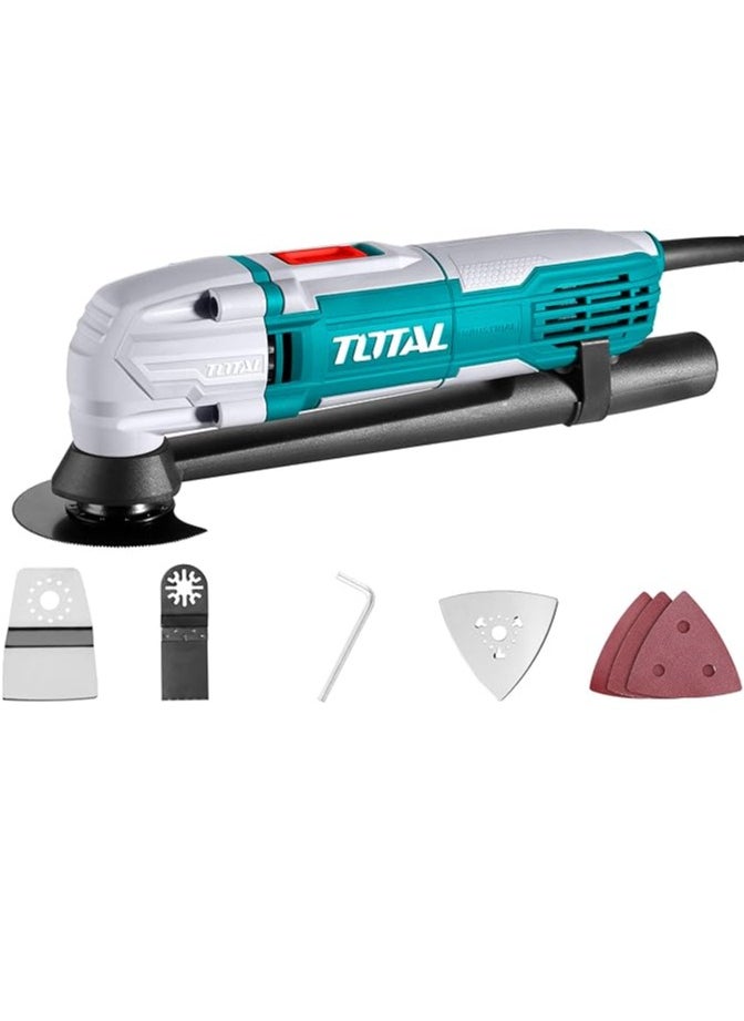 Total Multi-Function Tool 300W with Variable Speed (10000-20000rpm), Includes Scraper Blade, Cutting Blade, Saw Blade, Sand Pad & Sandpapers – TS3006 for Sanding, Cutting & Scraping