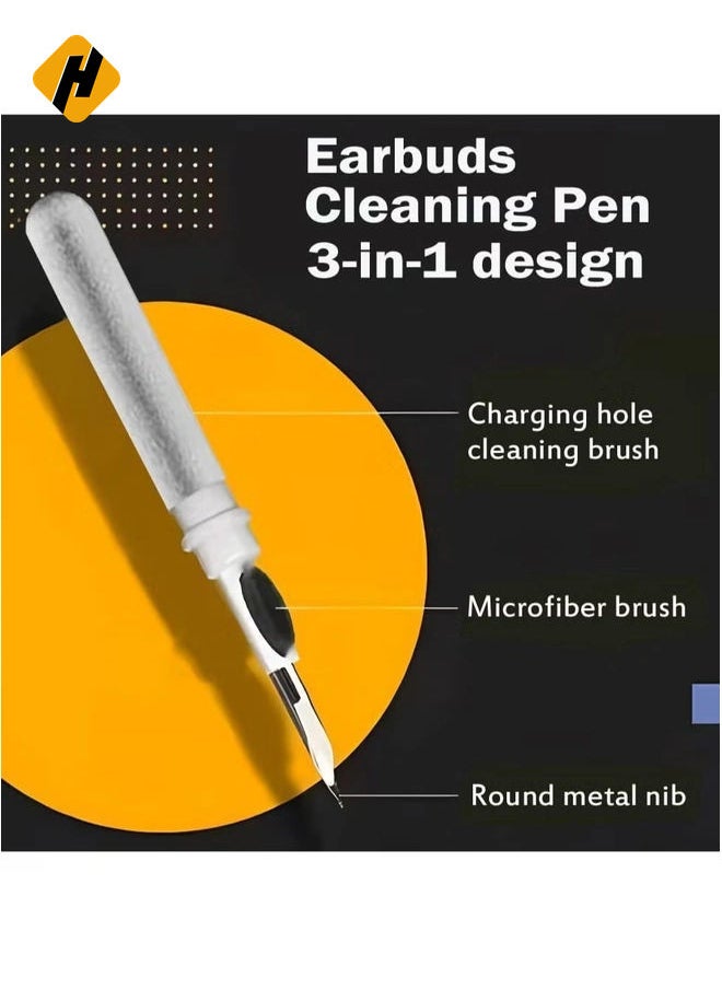 Earbuds Cleaning Pen Fits for Airpods Pro 1 2 3 Multi Cleaner Kit Soft Brush for Bluetooth Earphones Case Compact Portable Multifunctional Cleaning Kit (White)