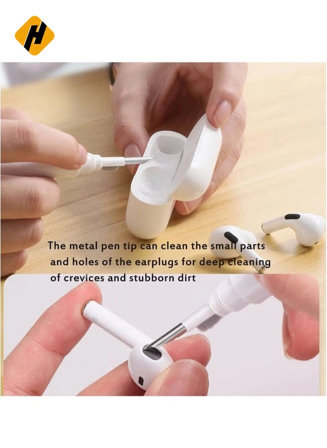 Earbuds Cleaning Pen Fits for Airpods Pro 1 2 3 Multi Cleaner Kit Soft Brush for Bluetooth Earphones Case Compact Portable Multifunctional Cleaning Kit (White)