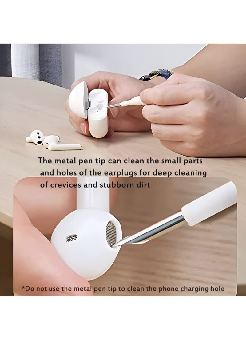 Earbuds Cleaning Pen Fits for Airpods Pro 1 2 3 Multi Cleaner Kit Soft Brush for Bluetooth Earphones Case Compact Portable Multifunctional Cleaning Kit (White)