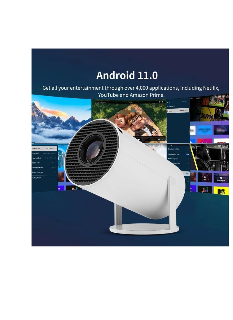 4K Smart Portable Projector with Built-In Speakers, Screen Mirroring, and Advanced Connectivity Features for HD Home Cinema Experience