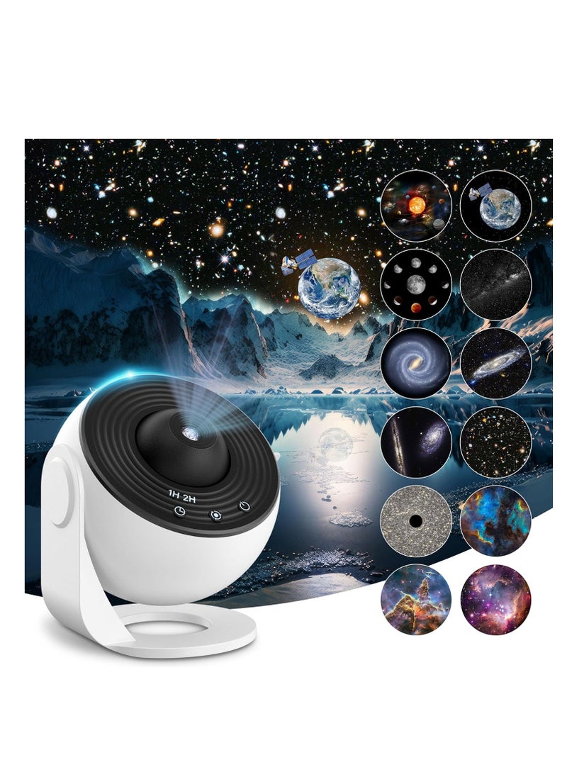 12 in 1 Planetarium Galaxy Projector,Star Projector Galaxy Light for Bedroom,12 Film Discs, HD Image, 360° Rotation 4K Galaxy Night Sky Light Projector