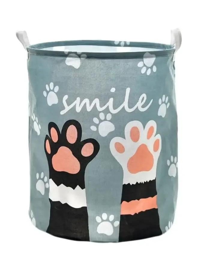Waterproof Dirty Clothes Storage Basket Storage bin Bucket Apply to Clothing Underwear Towel Toys，Cute Palm Printed Rounded Storage Basket Blue/White/Black 40x50centimeter