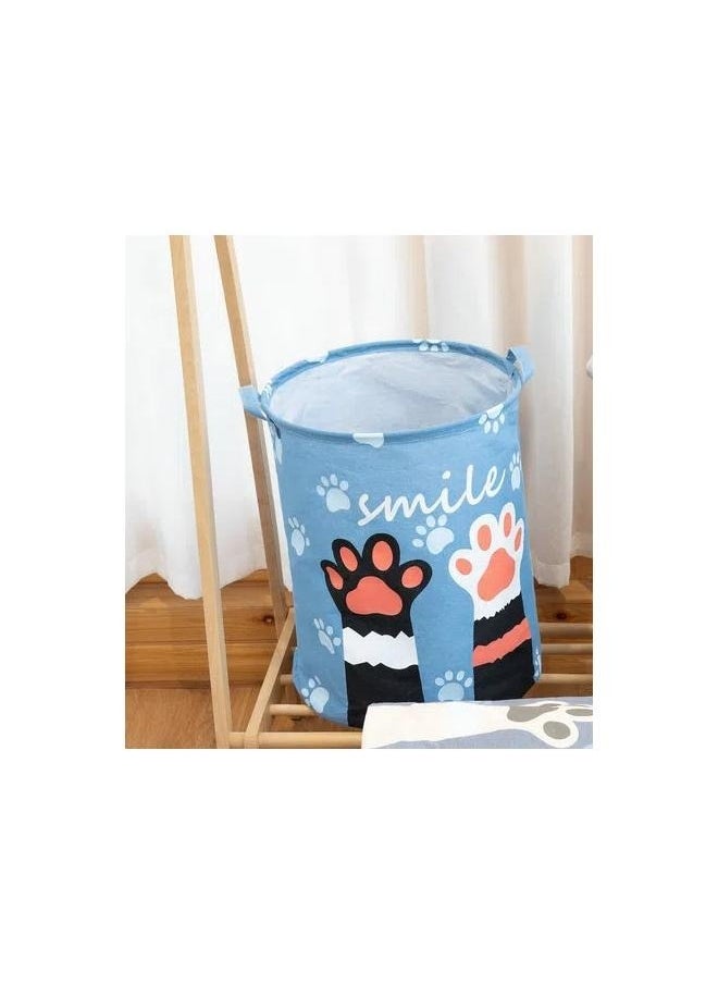 Waterproof Dirty Clothes Storage Basket Storage bin Bucket Apply to Clothing Underwear Towel Toys，Cute Palm Printed Rounded Storage Basket Blue/White/Black 40x50centimeter