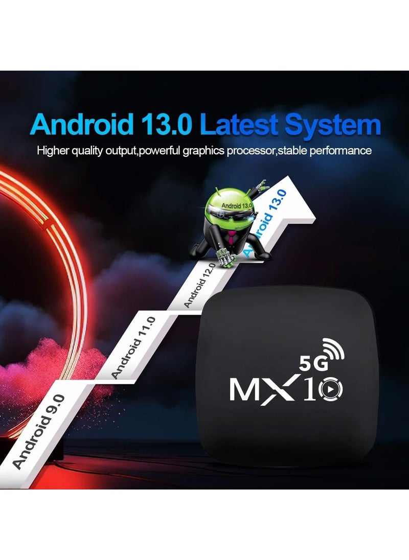 Android 13 Smart Tv Box MX10 2.4G/5G Set Top Box With Remote 4K HD Output Android Tv Box 4GB 64GB Tv Box