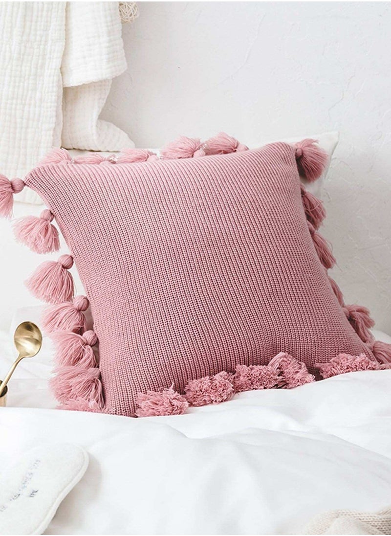 Tassel Trim Knit Cushion Cover