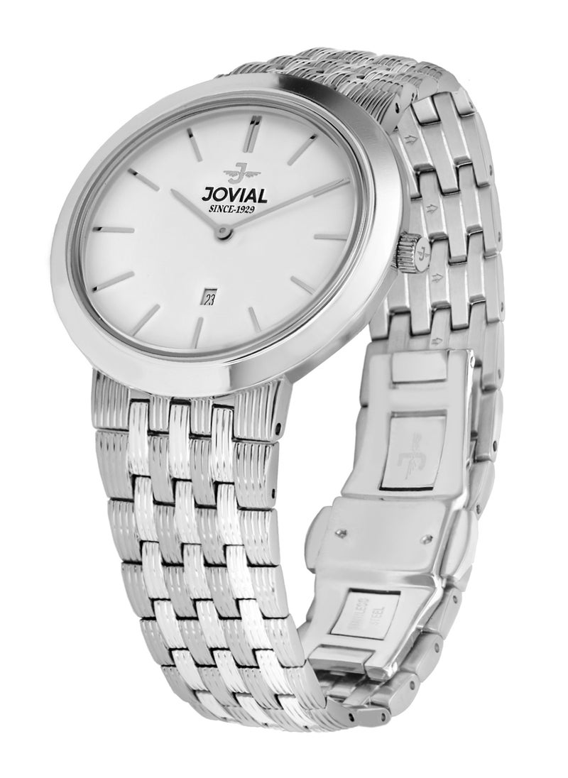 JOVIAL 1202GSMQ01E Men's Fashion Stainless Steel Watch, 41mm, White