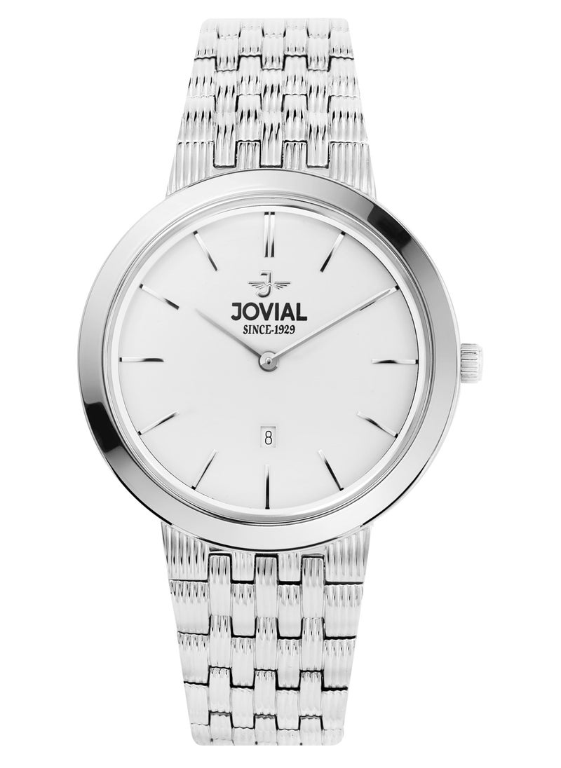 JOVIAL 1202GSMQ01E Men's Fashion Stainless Steel Watch, 41mm, White