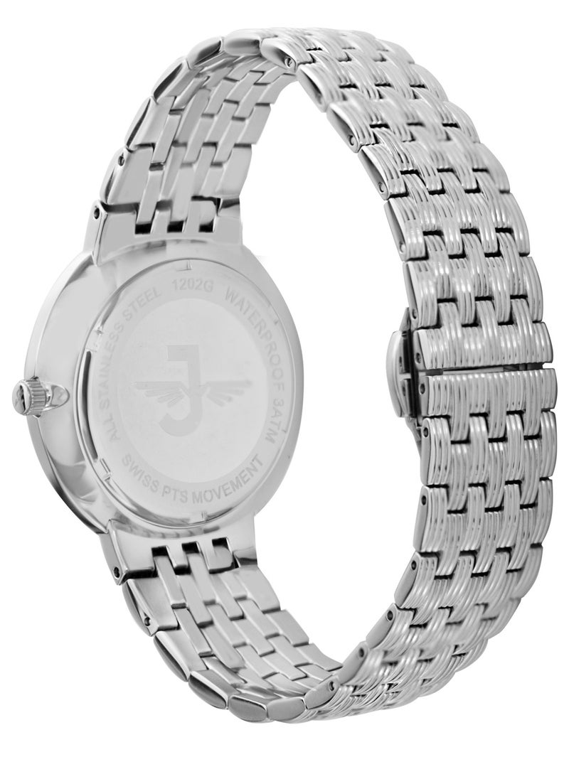 JOVIAL 1202GSMQ01E Men's Fashion Stainless Steel Watch, 41mm, White