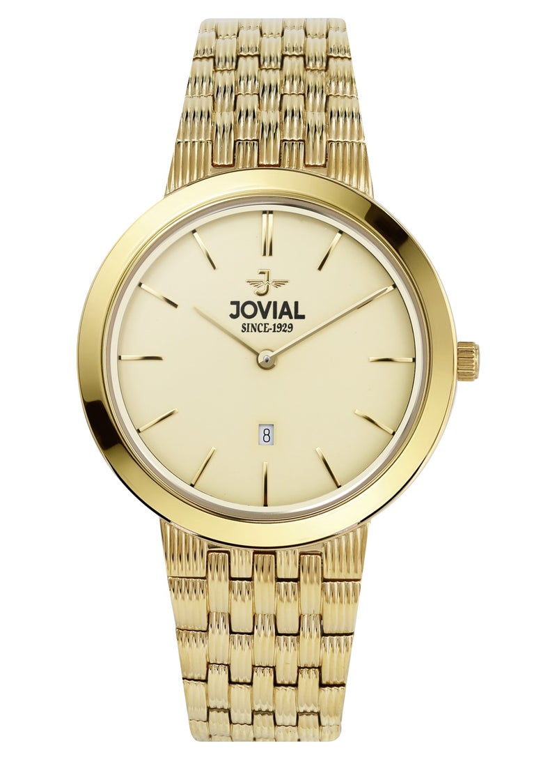 JOVIAL 1202GGMQ07E Men's Fashion Stainless Steel Watch, 41mm,Gold