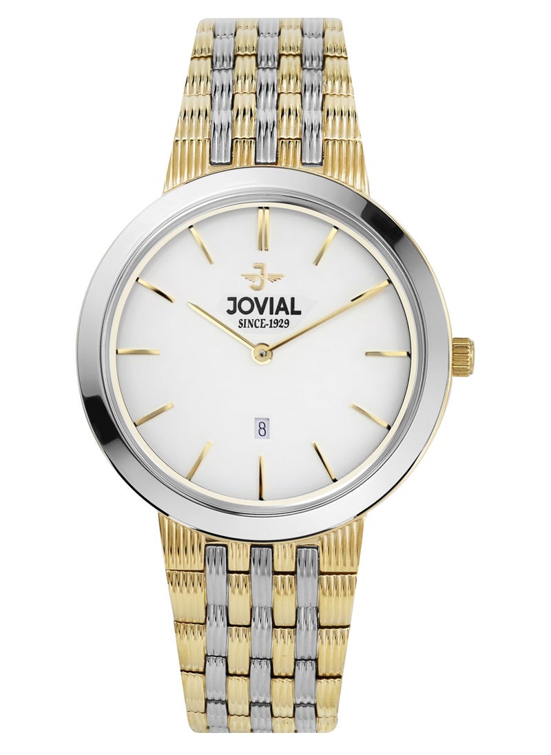 JOVIAL 1202GTMQ01E Men's Fashion Stainless Steel Watch, 41mm,White