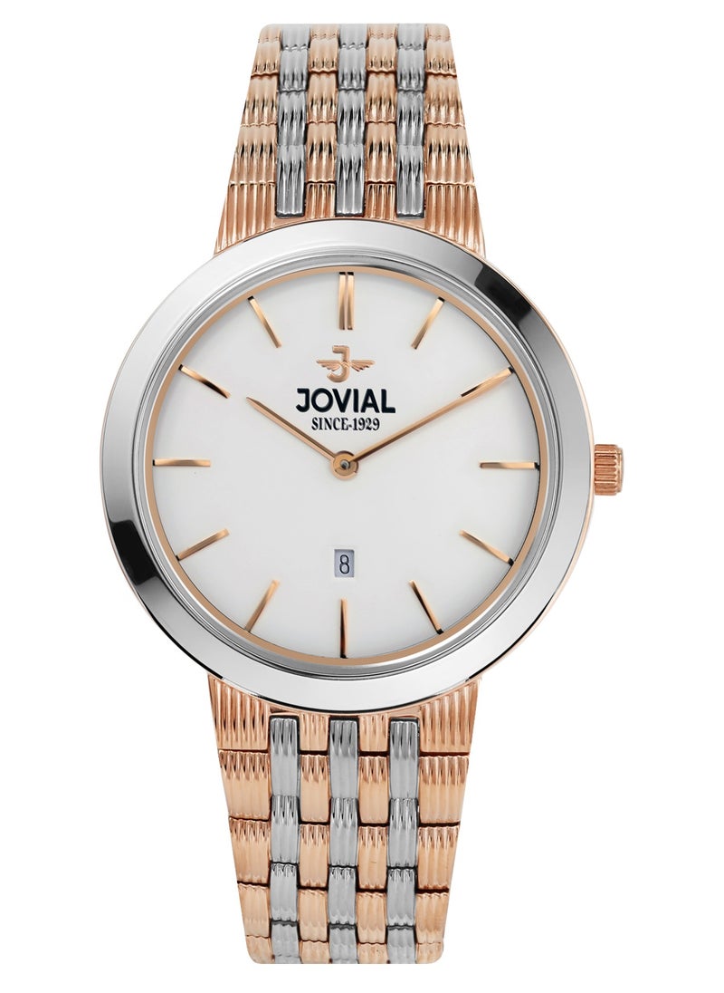 JOVIAL 1202GAMQ01E Men's Fashion Stainless Steel Watch, 41mm,White