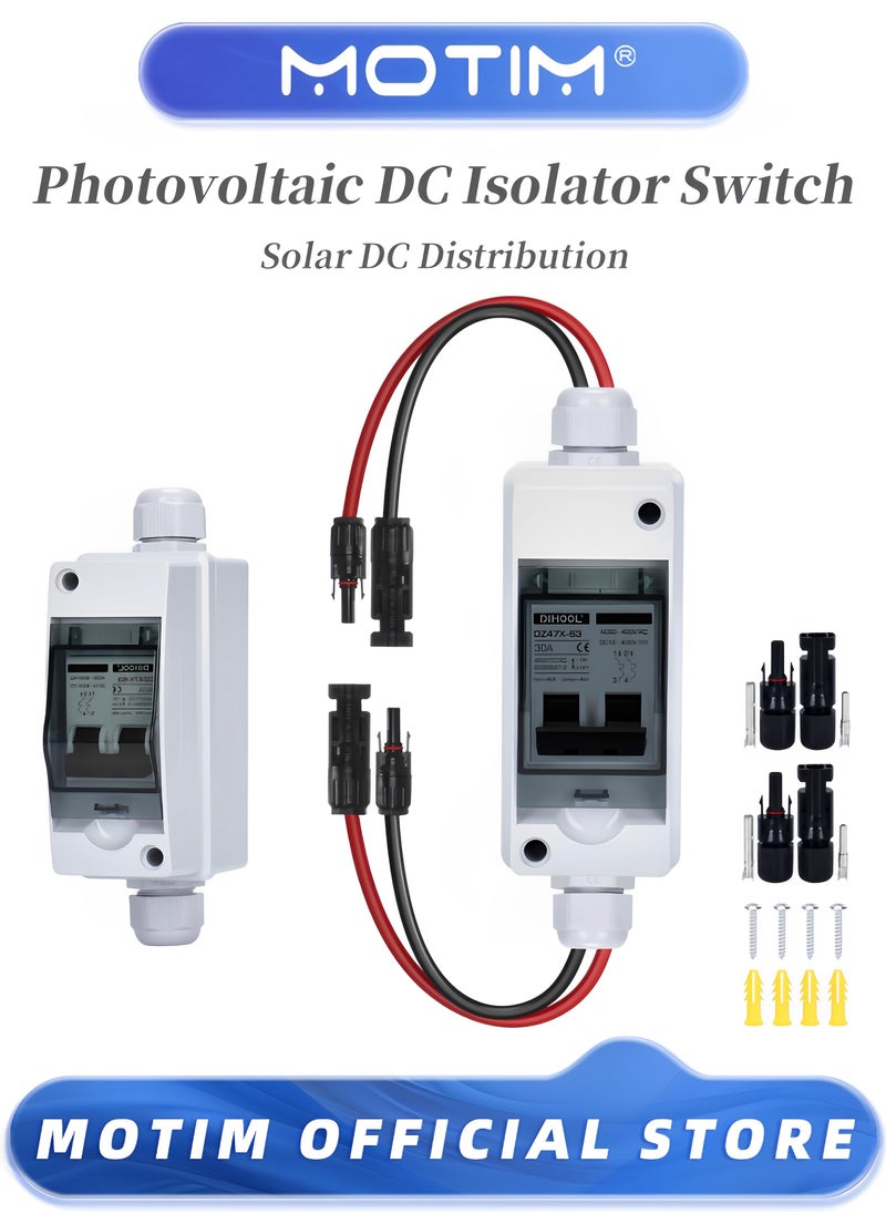 Solar Panels 30 Amp Solar Disconnect Switch Outdoor Small Breaker Box Waterproof Disconnect Switch UV-Proof Outdoor Box Miniature Circuit Breaker with Din Rail Enclosure