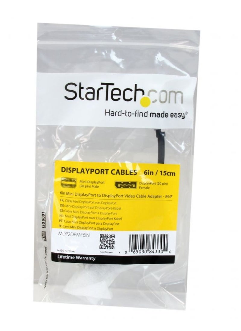 StarTech.com Mini DisplayPort to DisplayPort Adapter - 4K x 2K UHD Video - Mini DP to DP Converter - Mini DisplayPort to DisplayPort 1.2 Adapter - mDP PC/Computer to DP Monitor/Display (MDP2DPMF6IN)