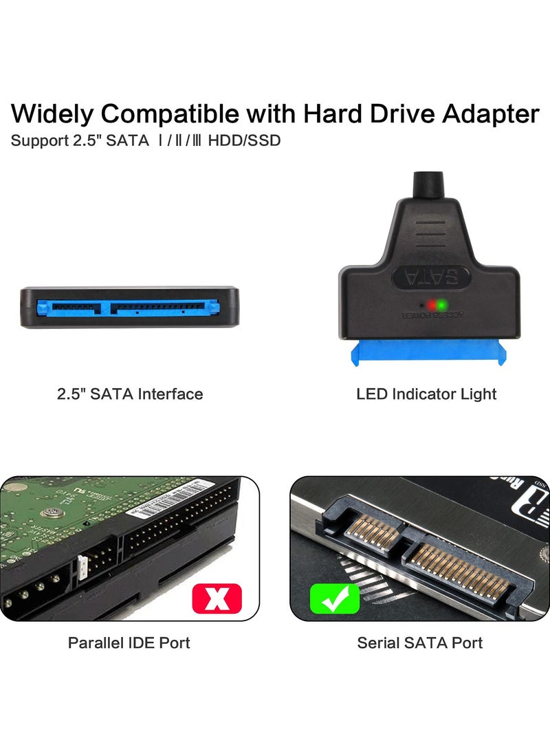 USB 3.0 to SATA Adapter Cable for 2.5 inch SSD and HDD, USB 3.0 to SATA III Hard Driver Adapter,Support UASP-Black