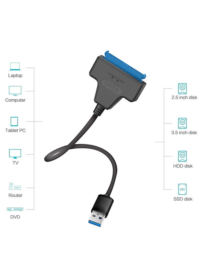 USB 3.0 to SATA Adapter Cable for 2.5 inch SSD and HDD, USB 3.0 to SATA III Hard Driver Adapter,Support UASP-Black