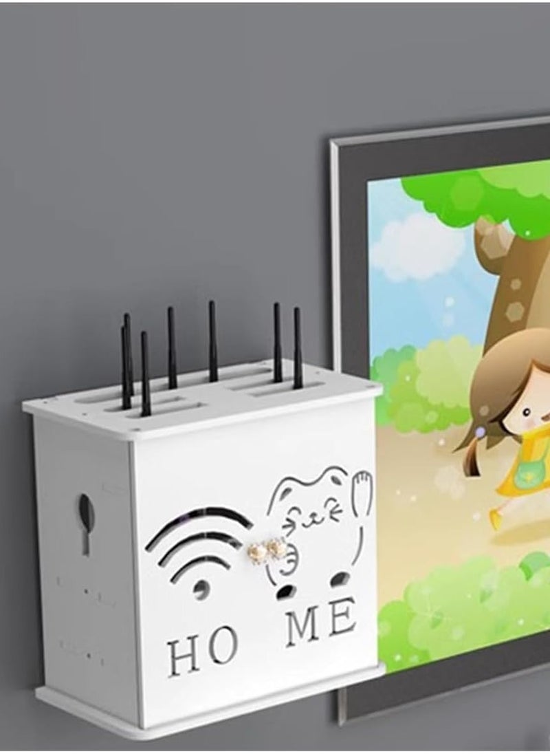 Router Storage Box – Four-Layer Wall Mount WiFi Router Shelf with Cable Organizer and Concealment