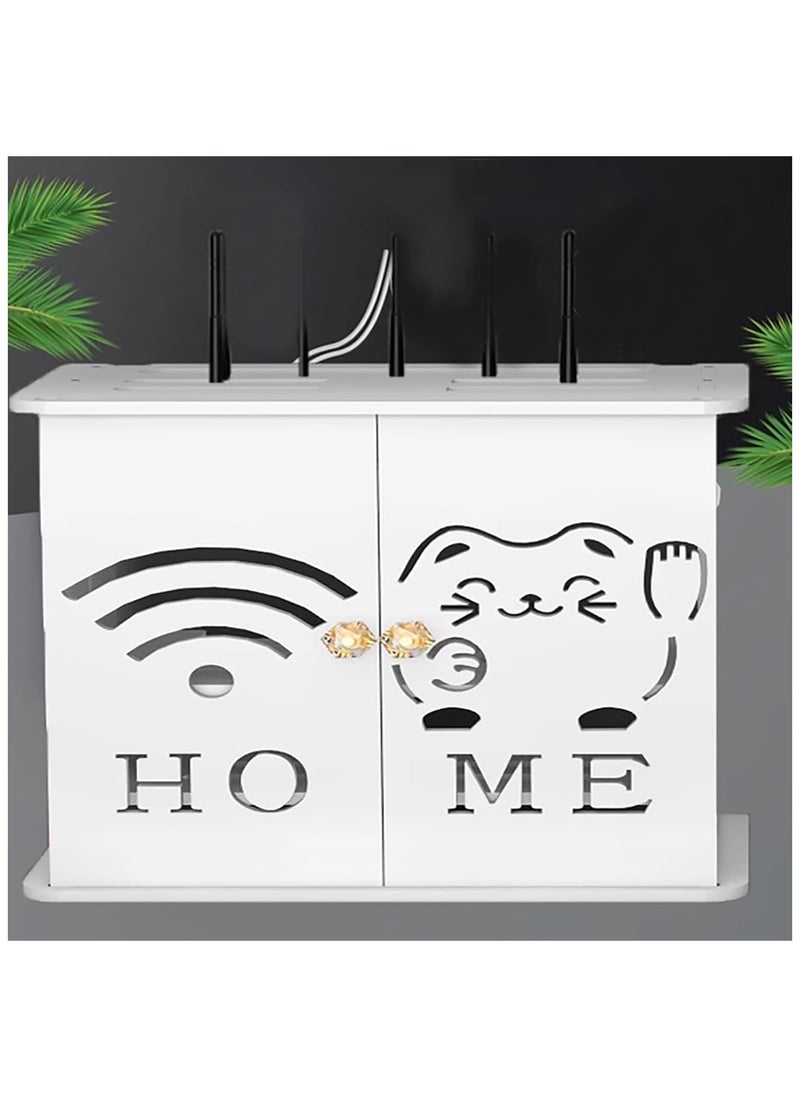 Router Storage Box – Four-Layer Wall Mount WiFi Router Shelf with Cable Organizer and Concealment