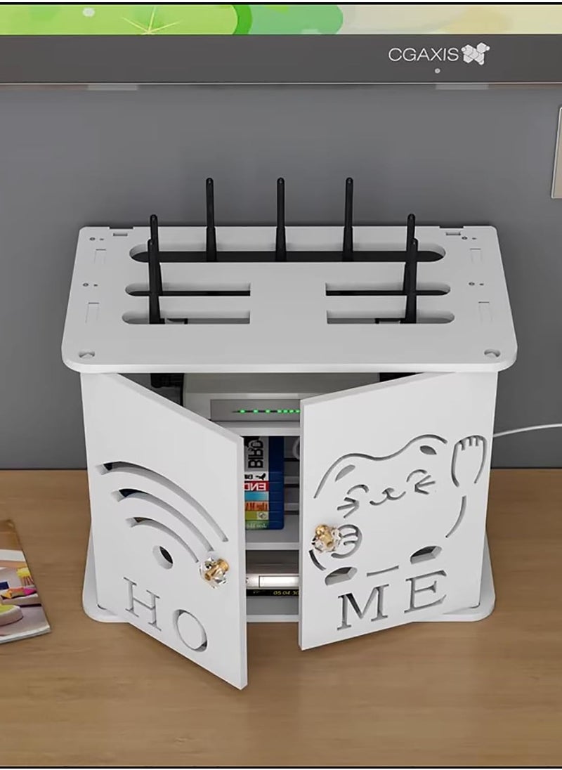 Router Storage Box – Four-Layer Wall Mount WiFi Router Shelf with Cable Organizer and Concealment