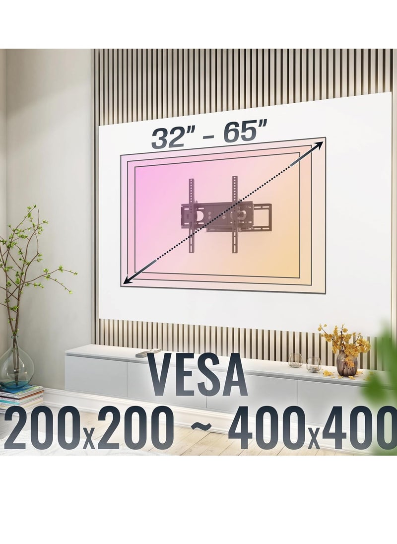 TV Bracket Tilt Swivel approx 32-65 Inch for LED LCD OLED Curved and Flatscreens R28 Wall Mount Universal for VESA 200x200-400x400