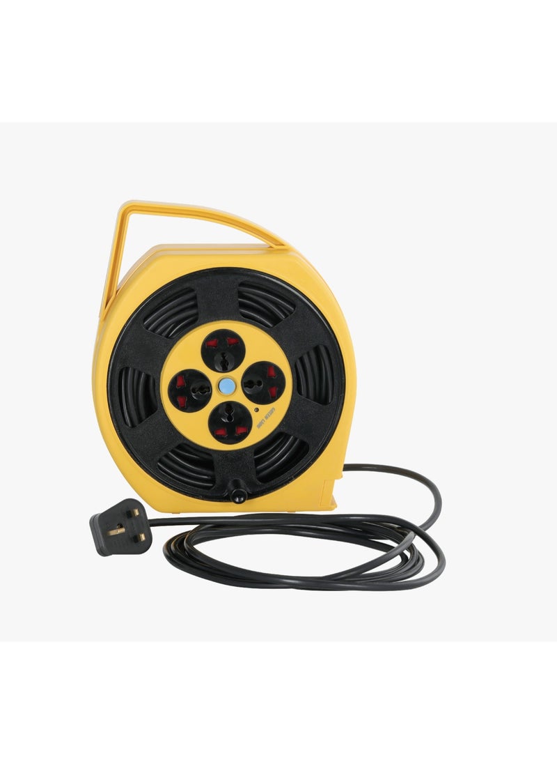 GS-350 15 Meter Long Wire Power Socket 2200W with 4 Way Outlets / UK Plug / 50Hz Frequency / Portable Handle / Pure Copper Wire / Wire Storage / ABS + Copper Material / 10A Current / 250V Voltage - Yellow