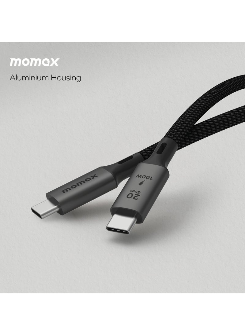 Momax Elite 100W USB-C to USB-C 3.2 GeN 2x2 20Gbps Cable [1 Meter] - Black