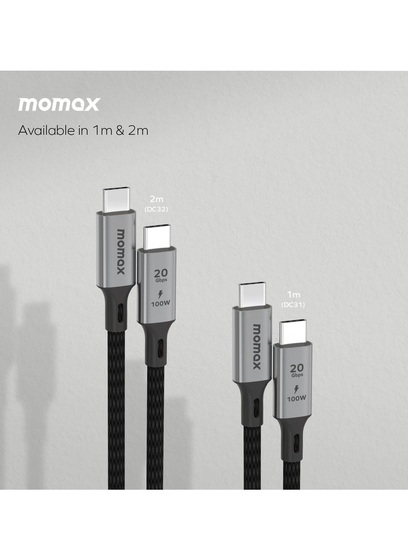 Momax Elite 100W USB-C to USB-C 3.2 GeN 2x2 20Gbps Cable [1 Meter] - Black