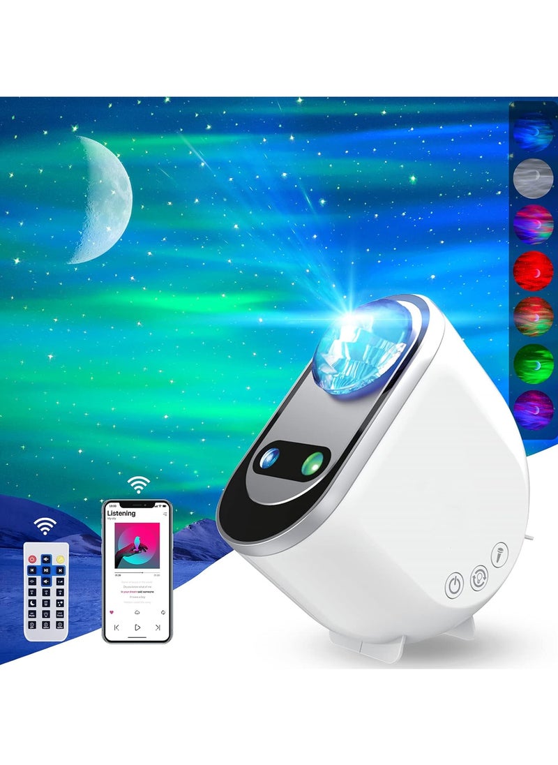 Galaxy Aurora Projector, 3 in 1 LED Northern Lights Star Projector, 6 White Noise Starry Moon Light with Bluetooth Speaker for Adult Kids Gift