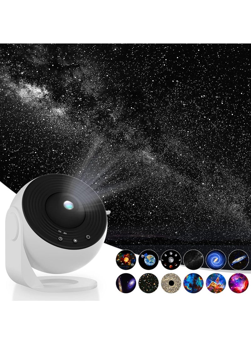 Star Projector, Planetarium Projector for Bedroom Ultra Clear Galaxy Night Light with 4K Replaceable 12 Galaxy Discs 360 Degree Rotation Real Sky Light for Kids Room Birthday Valentines Gift