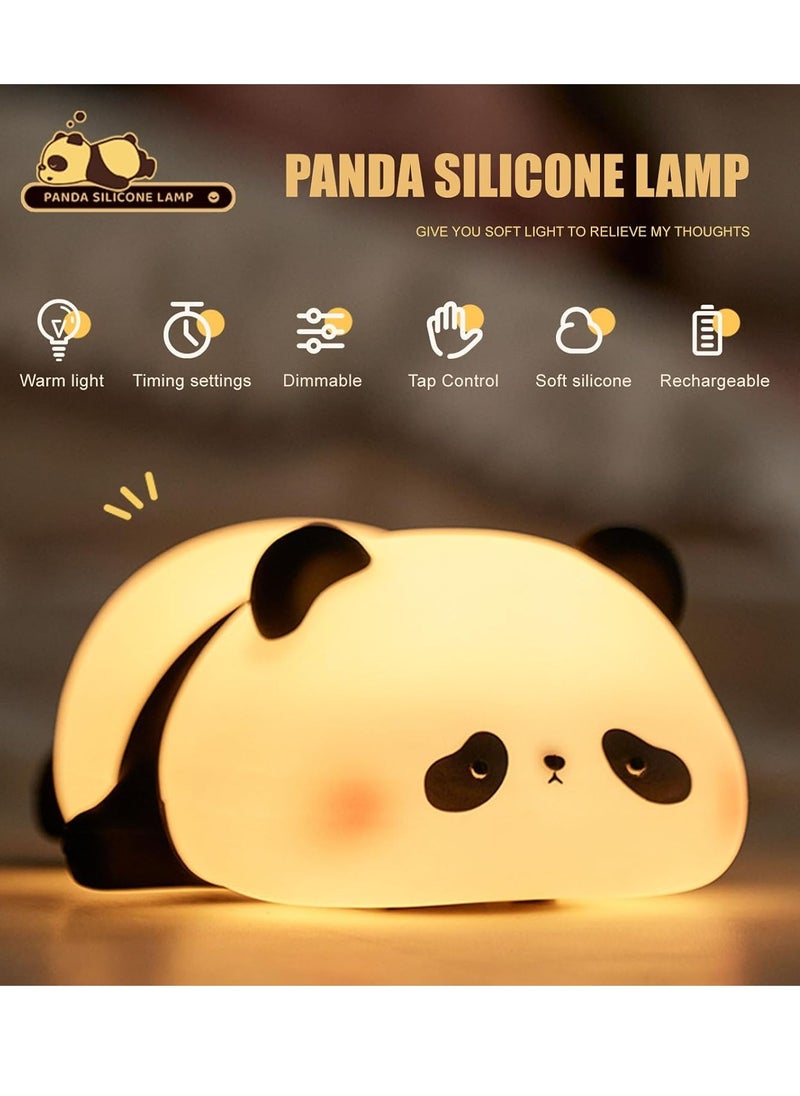 Panda Night Light for Kids, Cute Panda Lamp Silicone Nursery Night Light Bedroom Nightlights USB Rechargeable Bedside Lamp for Baby Children Toddlers Women Teen Girls Breastfeeding Gift