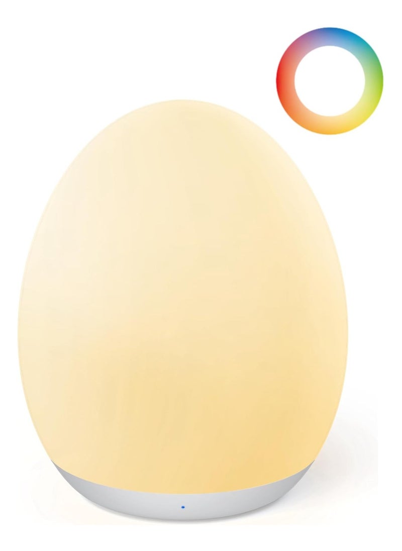 Night Light for Kids, Egg Light for Nursery with 7 RGB Colors Changeable & Stepless Dimming, Rechargeable Tap Light with 1h Timer & Touch Control, Portable Night Light for Babies BPA Free