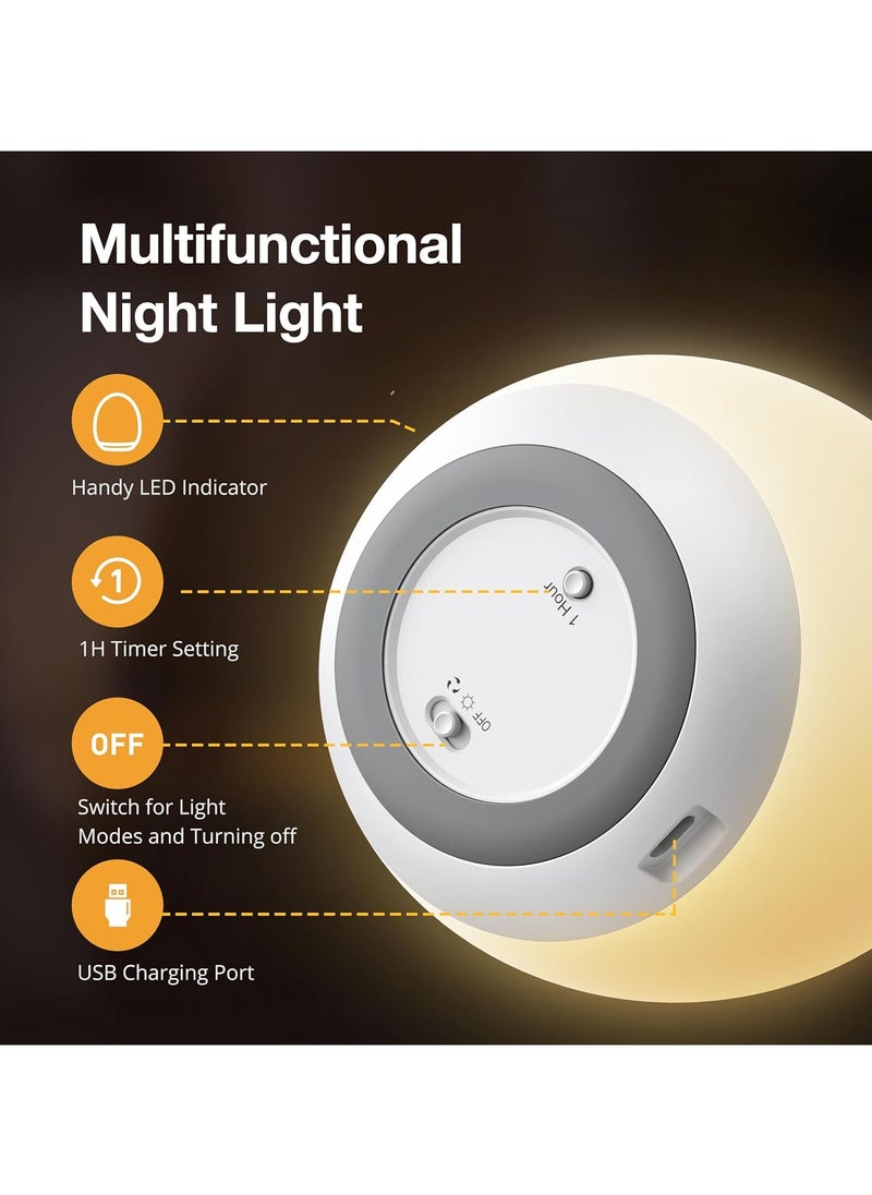 Night Light for Kids, Egg Light for Nursery with 7 RGB Colors Changeable & Stepless Dimming, Rechargeable Tap Light with 1h Timer & Touch Control, Portable Night Light for Babies BPA Free